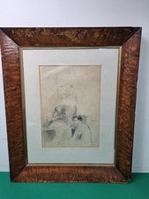 Vtg 1960s Framed Pencil Sketch