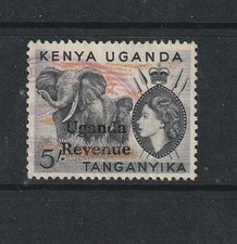 1954 Uganda Revenue Bft:145 5/- Black & Orange.  Very Fine Used.