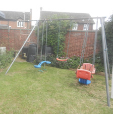 TP Triple Swing Set with Extension Sea-saw Trapeze Rings & Bar Baby Seat Harness