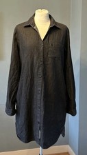 Jack Wills Black Denim Dress Size UK 12 Button Down/ Long Sleeve