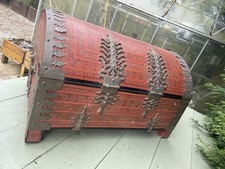 Asian Indian Large Box Camphor Chest Coffer Brass Carved sheesham Solid Rosewood