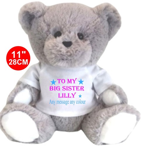 Personalised grey teddy bear - grey,