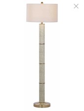 Luxury Gold Floor Lamp Croc Effect Base with White Drum Shade Modern and Unique