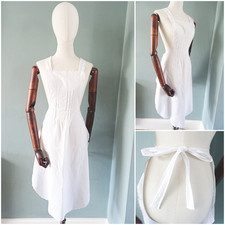 Vintage Maids Waitress Apron Pinny 1920s White Scallop Edge Cotton Ladies 20s