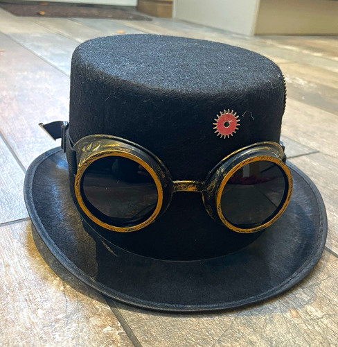 Steampunk black felt top hat - black,