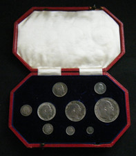 1902 EDWARD VII SILVER MATT PROOF 9 COIN SET - CROWN TO MAUNDY 1d WITH BOX