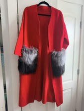 Red Wool Long Cardigan With