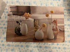 BNIB By Next Set Of 3 Woodland Animal Mini Vase Fox Rabbit Bedger Ornament  Home