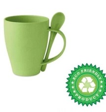 Bamboo cup mug with - bamboo, spoon.