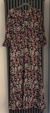 Wyse Valentina black with multi flowers viscose Satin Dress size 4/14 RRP £325 