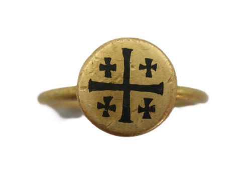 Medieval gold ring with - ring,