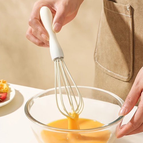 White manual silicone whisk - white,