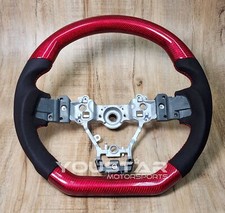 RED CARBON Fiber Suede Alcantara D-Type Steering Wheel for SUBARU WRX STi 15-21