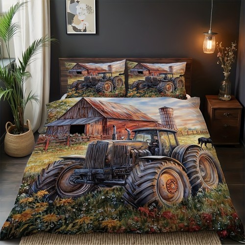 Retro house tractor doona - house,