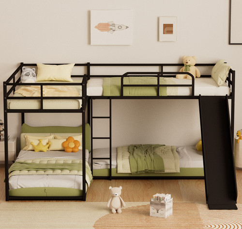 Shaped bunk bed - bunk, slide