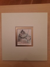 LOUIS WAIN ANTIQUE MINIATURE PRINT DATED 1900 HAND COLOUR DOUBLE MOUNT 5.75"X6"