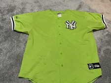 Vintage 90s Majestic New York Yankees Lime Neon Green Baseball Jersey Size 2xl