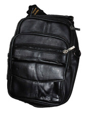 New black leather small travel document bag