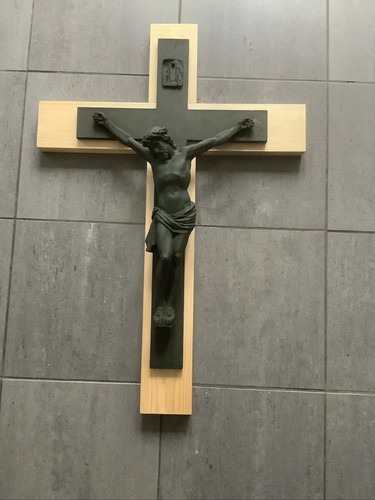 Large antique bronze crucifix - antique,