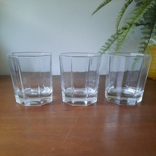 3 x Vintage 1980's Luminarc Octime Tumblers / Whisky Glasses 9 cm / 3-1/2" Tall