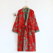 Women's Red Cotton Kimono Robe