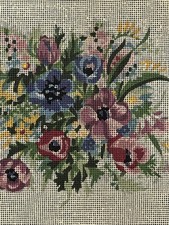 Vintage Anchor Tapestry Needlepoint Canvas Only - Anemones