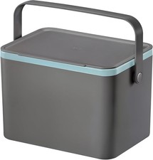 EKO Compost Bin 4L Kitchen Rectangle Countertop Food Waste Caddy with Lid Grey