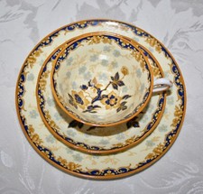 Rare Antique c.1919 Grosvenor Bone China Jackson & Gosling Floral Trio