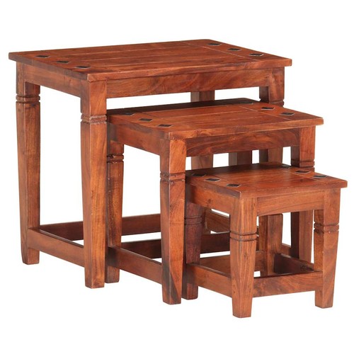 Solid acacia wood nesting - 3x,