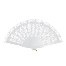 WHITE LACE FAN Folding Hand