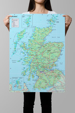 LAMINATED SCOTLAND MAP POSTER EDUCATIONAL SCHOOL WALL ART  A1 A2 A4