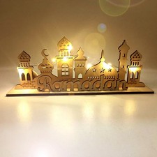 DIY EID Mubarak Ramadan Wooden LED Lights Muslim Islamic Party Lamp Decor