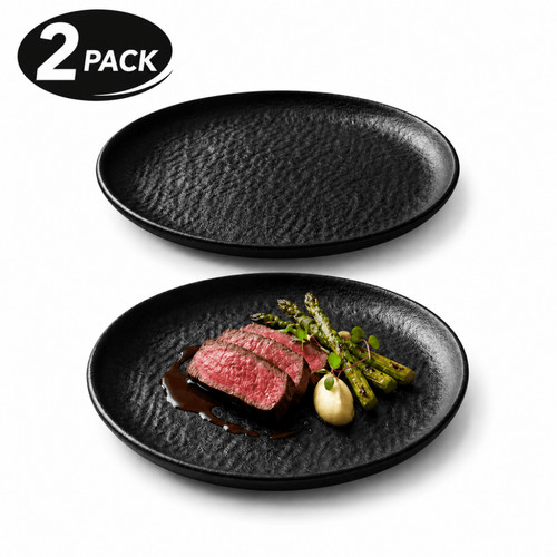 2pcs black melamine dinner - 2pcs,