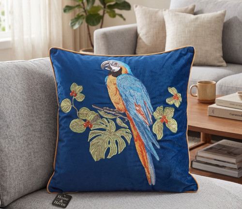 Navy blue velvet parrot - navy,