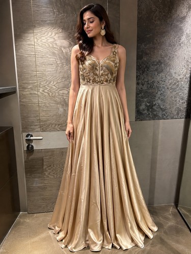 Antique gold anarkali long - antique, anarkali/long