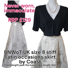 NEW UK 8 Waist 25" RRP £129 chic Taffetas occasion skirt church baptism office