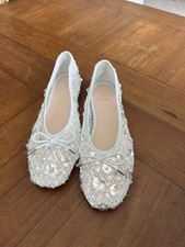 Dune White Sequin Mesh Ballet Pumps