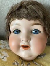 AM 990 13 ANTIQUE DOLL  WITH COMPOSITION BODY BACK OF HEAD CRACKED