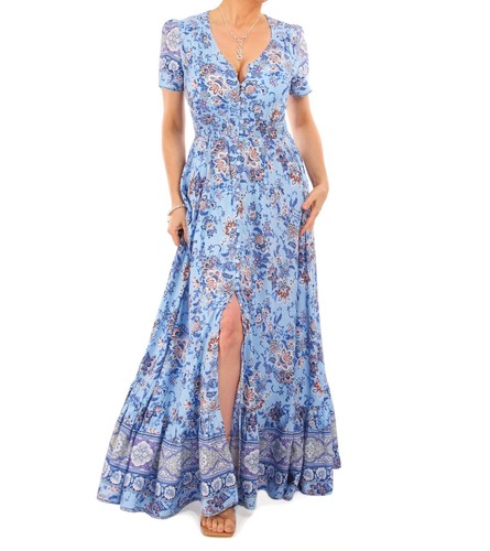 New boho blue paisley print - new,