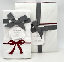 Pottery Barn~Monique Lhuillier Nell Embroidered Bow Duvet King + 2 Pillowcases