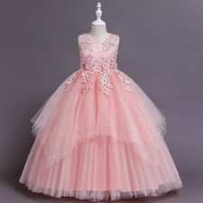 Tulle Puffy Dress Party Beaded Ruffle Sequin Flower Formal Girl Princess Dresses