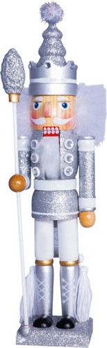 Silver nutcracker with staff - silver,