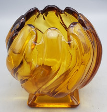 Vintage Bagley Amber Glass Equinox Bowl Marked "Made in England" (B)