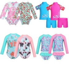 Girl Baby Kid Swimsuit Long Sleeves Rash Guard Swimsuit Beach Swimming Costume  