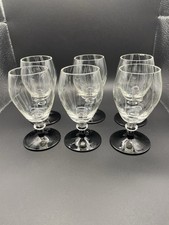 6 Orrefors Simon Gate Etched Art Deco Black Foot 10cm Wine Glasses 1930s READ