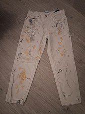 Zara Paint Splash Cream Jeans
