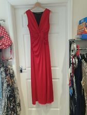 LITTLE MISTRESS Occasion Dress Red & Black Silky Maxi Full Length UK Size 10