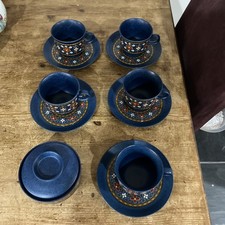 Vintage Winterling Schwarzenbach Bavaria 5 Blue Cups & Saucers & Sugar Bowl