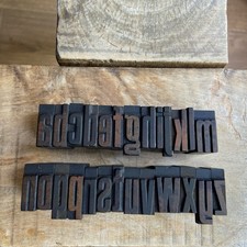Vintage Wooden Printing Printers Blocks Full Alphabet lower case a to z 