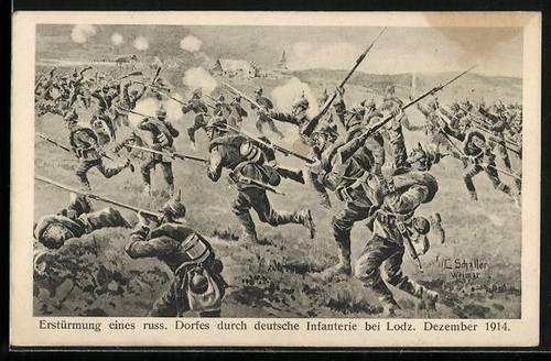 Artist postcard lodz - lodz,, storming